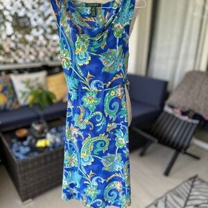Ralph Lauren, Vibrant Blue and Green Paisley Dress